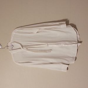 ELIZABETH & JAMES Women's White Button Front Neck Tie Blouse Size Large